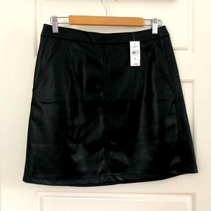 Loft black leather skirt